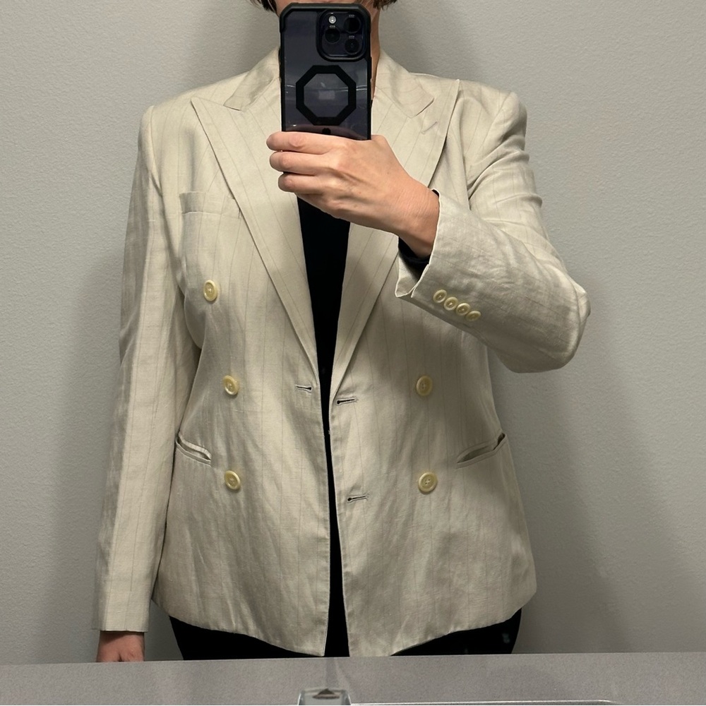 Lauren Ralph Lauren green label Double-Breasted Cream Blazer size 4 - Picture 12 of 15